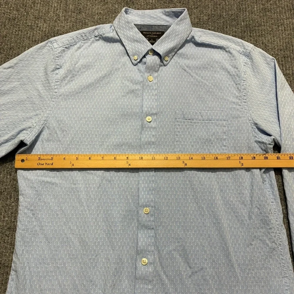 Banana Republic‎ Soft Wash Slim Fit Mens Button Down Shirt L Blue Long Sleeve
